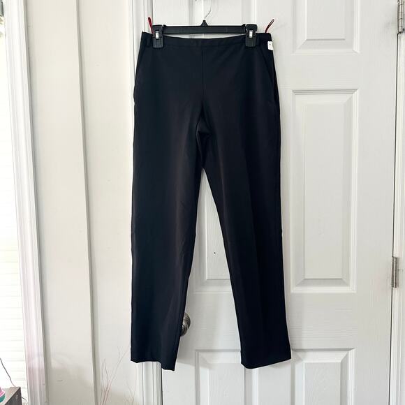 Prada Black Nylon Red Tab Mid Slim Straight Leg Dress Pants Side Zip IT 40 Women - Picture 1 of 11
